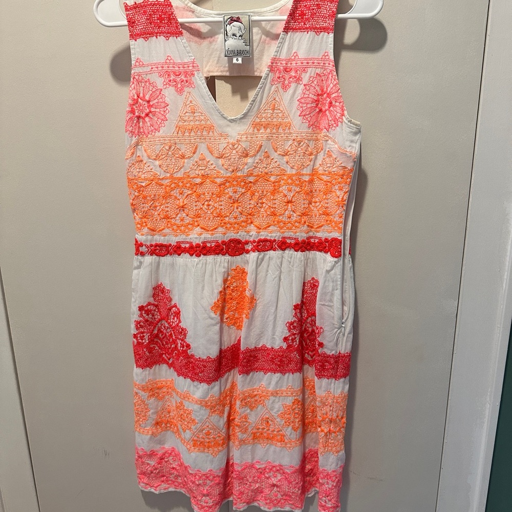 Yoana Baraschi Dress with Red and Orange Lace